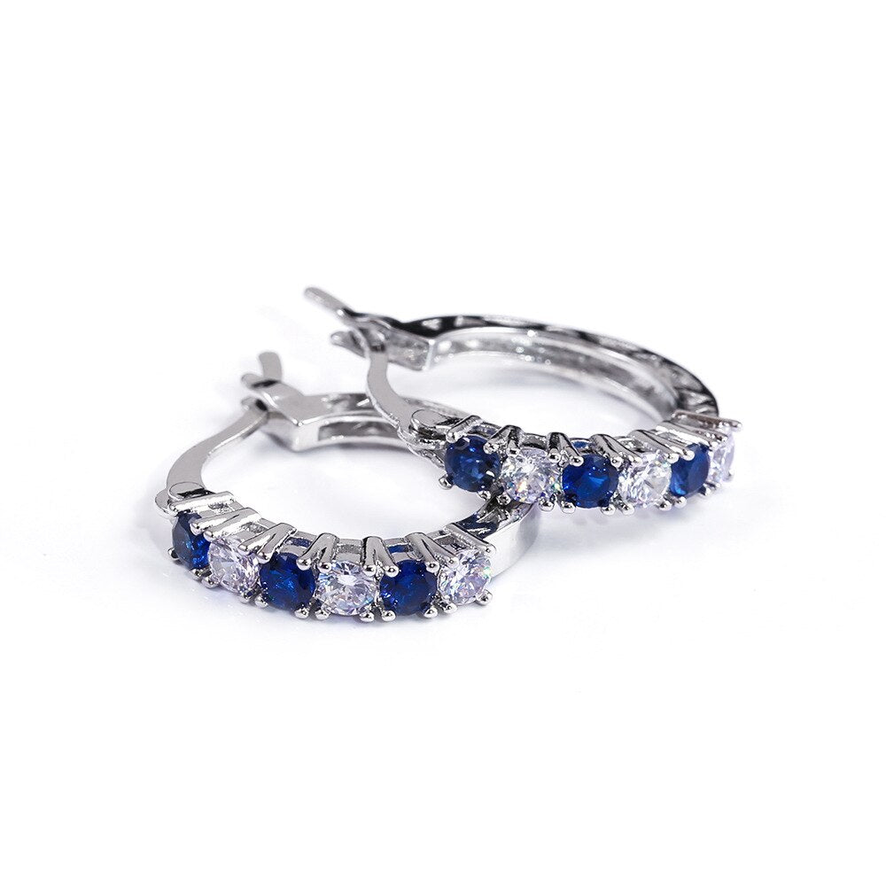 Sterling Silver with Crystals & CZ Earrings (4 colors)