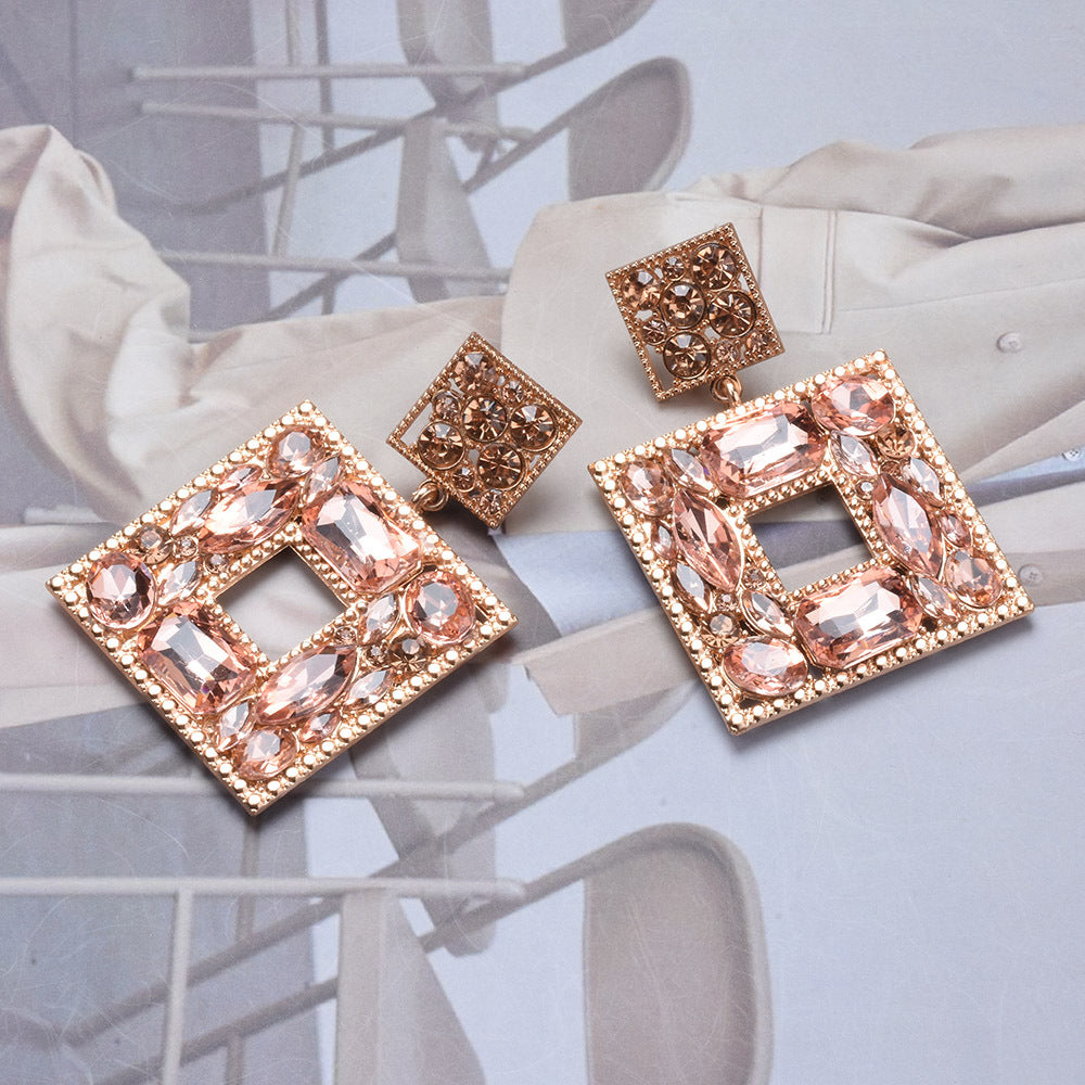 Crystal Inlaid Square Earrings (5 options)