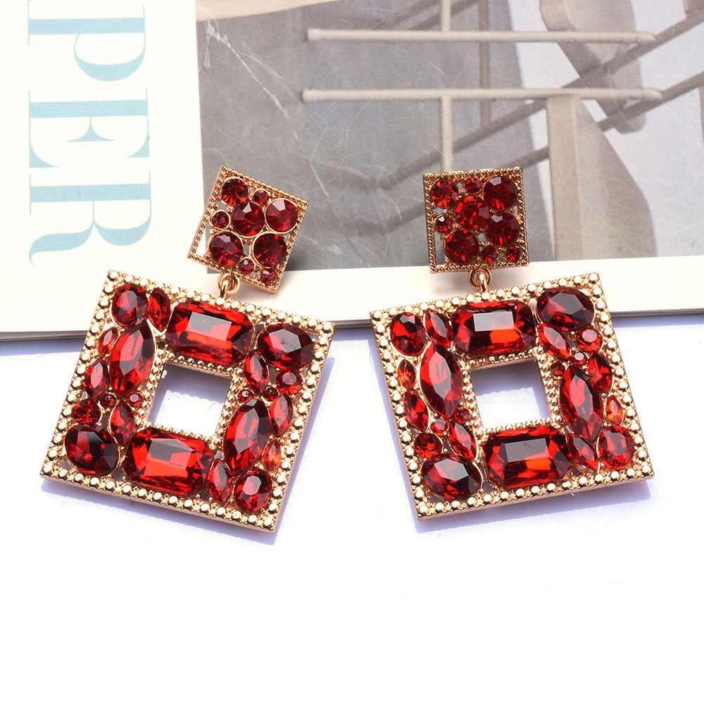 Crystal Inlaid Square Earrings (5 options)