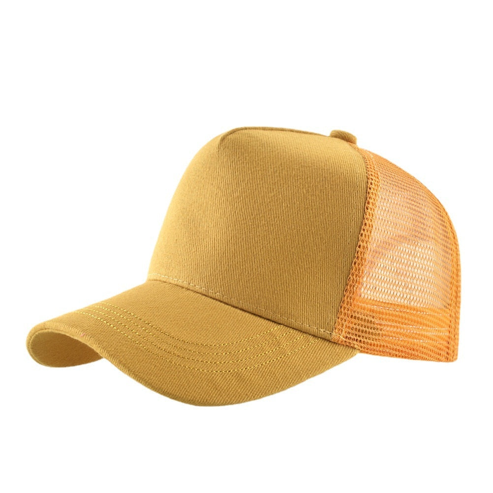 Breathable Mesh Snap Back Baseball Cap - 16 color choices