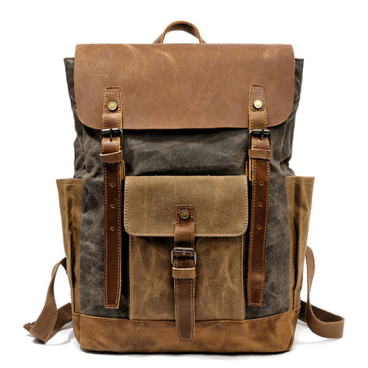 Vintage Canvas Leather Backpack - Medium