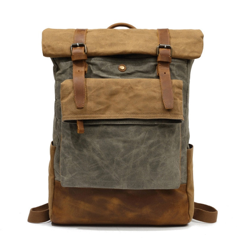 Vintage Canvas Leather Travel Backpack - Large