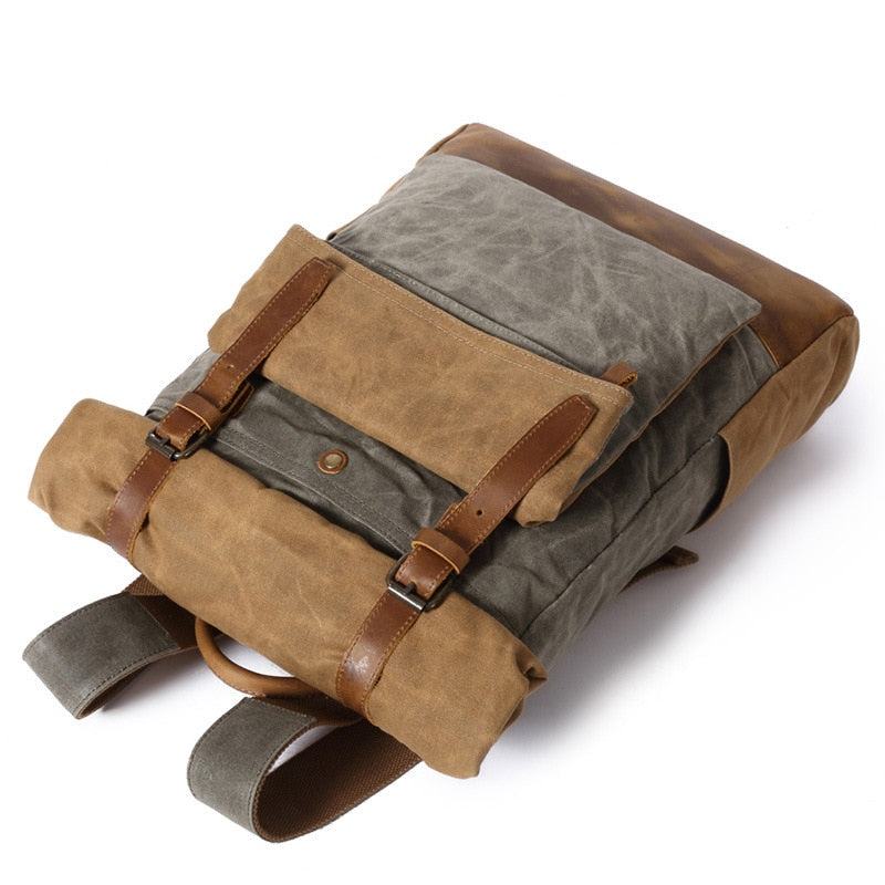 Vintage Canvas Leather Travel Backpack - Large